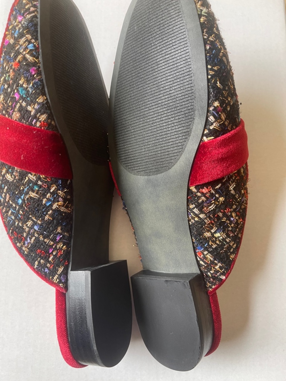 Rara Avis Women's Red Tweed Slip-On Mules with Velvet Band - Picture 10 of 10